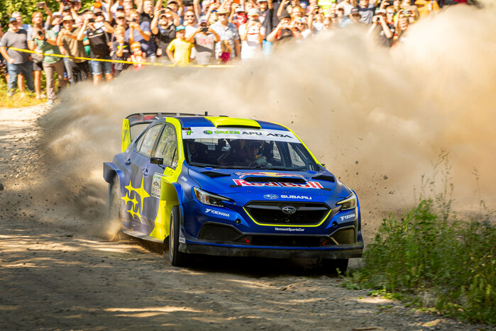 Brandon Semenuk storms through a crowded Oregon Trail rally